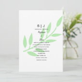 Invitation Sage Green Leaf Monogramme Mariage minimal 2024 (Debout devant)