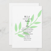 Invitation Sage Green Leaf Monogramme Mariage minimal 2024 (Devant / Derrière)