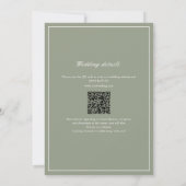 Invitation Sage Green Leaf Monogramme QR Code Mariage (Dos)