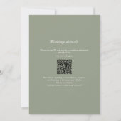 Invitation Sage Green Leaf Monogramme QR Code Mariage (Dos)