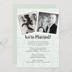 Invitation Sage Green Leaves Flowers Photo Reception Only