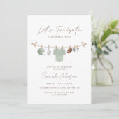 Invitation Sage green Let’s Tailgate Football Baby Shower (Debout devant)