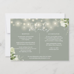 Invitation Sage Green Lights Détails du Mariage Informations