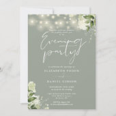 Invitation Sage Green Lights Photo Mariage Soirée (Devant)