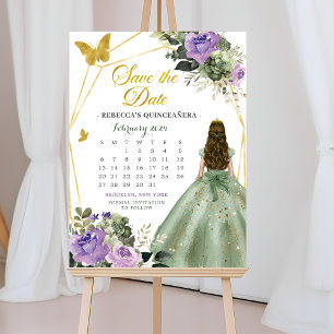 Invitation Sage Green Lilac 15 Años Enregistrer La Date Calen