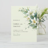 Invitation Sage Green Lily of the Valley Floral Wedding (Debout devant)