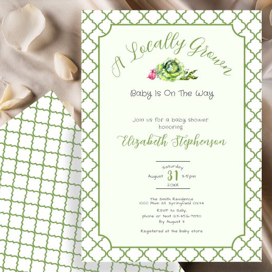 Invitation Sage Green Locally Grown Baby Shower