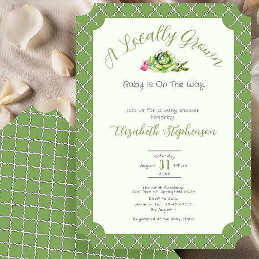 Invitation Sage Green Locally Grown Baby Shower