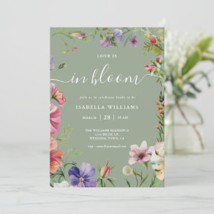 Invitation Sage Green Love est en Fleur Fête de Mariage Flora