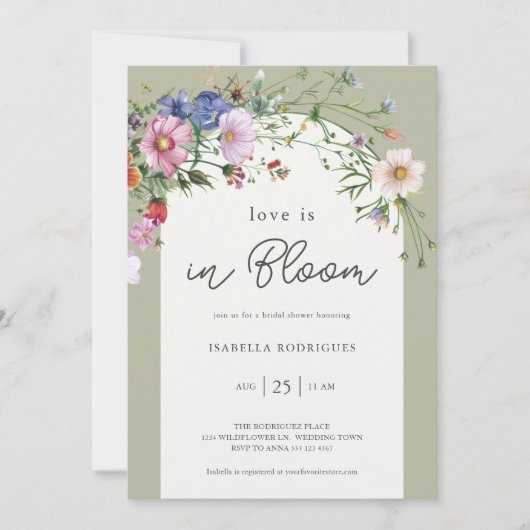 Invitation Sage Green Love in Bloom Bridal Shower (Devant)