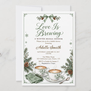Invitation Sage Green Love Is Brewing Mariage d'Hiver Enterre