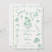 Invitation Sage Green Main Drawn Scribble Fun Enregistrer la (Devant)