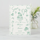 Invitation Sage Green Main Drawn Scribble Fun Enregistrer la (Debout devant)