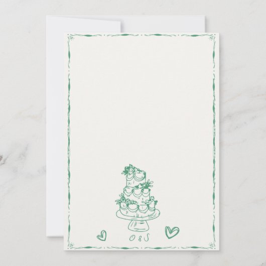 Invitation Sage Green Main Drawn Scribble Fun Enregistrer la  (Dos)