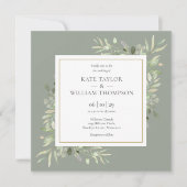 Invitation Sage Green Mariage Aquarelle botanique (Devant)