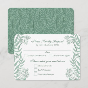 Invitation Sage Green Mariage Botanique Vintage Réponse RSVP