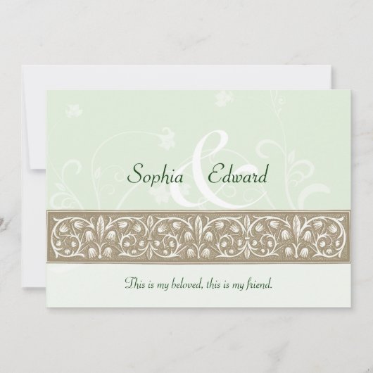 Invitation Sage Green Mariage de frise ornementale (Devant)