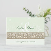 Invitation Sage Green Mariage de frise ornementale (Debout devant)