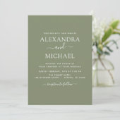 Invitation Sage Green Mariage Typographie moderne (Debout devant)