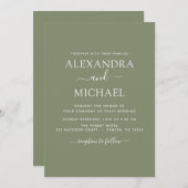 Invitation Sage Green Mariage Typographie moderne (Devant / Derrière)