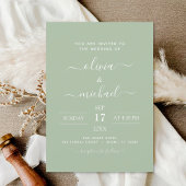 Invitation Sage Green Mariage Typographie moderne