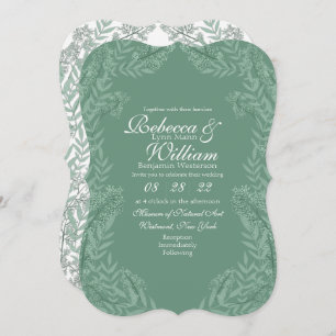 Invitation Sage Green Mariage Vintage Botanique