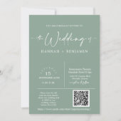 Invitation Sage Green Minimal Boho Mariage Arch QR Code photo (Devant)