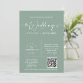 Invitation Sage Green Minimal Boho Mariage Arch QR Code photo (Debout devant)