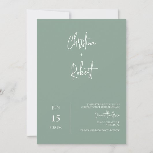 Invitation Sage Green Minimal Boho Mariage Photo QR Code RSVP (Devant)