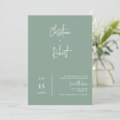 Invitation Sage Green Minimal Boho Mariage Photo QR Code RSVP (Debout devant)