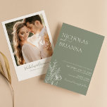 Invitation Sage Green Minimalist Boho Mariage Photo élégante<br><div class="desc">Sage Green Minimalist Boho Mariage Élégant Invitation Photo. Personnalisez facilement en remplaçant chaque info. Téléchargez une photo verticale/portrait. Vérifiez l'aperçu avant d'ajouter au panier. (Photo de Jonathan Borba de Pexels)</div>