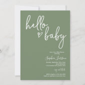 Invitation Sage Green minimaliste Baby shower moderne Boho (Devant)