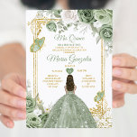 Invitation Sage Green Mis Quince 15 Anos Gold Crown Butterfly<br><div class="desc">Quinceañera Sage Green Gold Crown Invitation Mis Quince 15 Anos,  16e Anniversaire Papillon.</div>