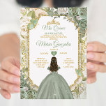 Invitation Sage Green Mis Quince 15 Anos Gold Crown Butterfly<br><div class="desc">Quinceañera Sage Green Gold Crown Invitation Mis Quince 15 Anos,  16e Anniversaire Papillon.</div>