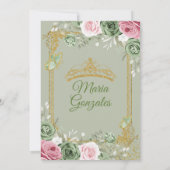 Invitation Sage Green Mis Quince 15 Anos Robes Fleurs Roses (Dos)