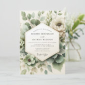 Invitation Sage Green Misted Flora Wedding (Debout devant)