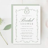 Invitation Sage Green Modern Classic Frame Bridal Shower