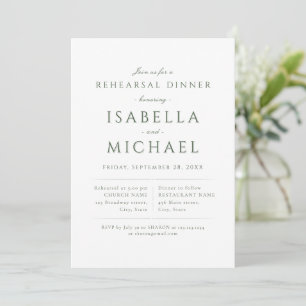 Invitation Sage Green Modern Classy Dîner de répétition de lu