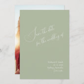 Invitation Sage Green Modern Photo personnalisée Enregistrer (Devant / Derrière)