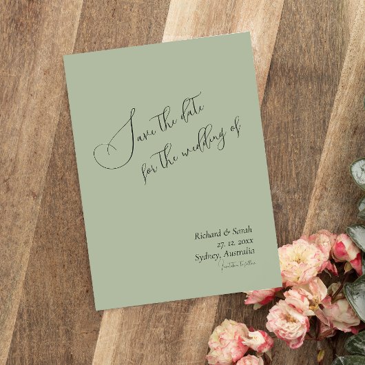 Invitation Sage Green Modern Photo personnalisée Enregistrer