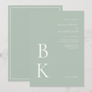 Invitation Sage Green Moderne Gras Monogramme Typographie Mar