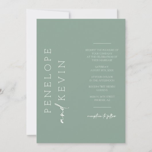 Invitation Sage Green Moderne Minimal Mariage Photo QR Code (Devant)