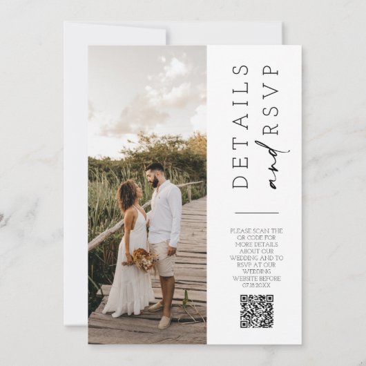 Invitation Sage Green Moderne Minimal Mariage Photo QR Code (Dos)