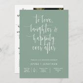 Invitation Sage Green Moderne Minimal Mariage QR Code photo (Devant / Derrière)