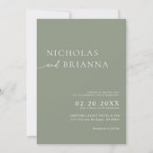 Invitation Sage Green Moderne Minimaliste Boho Mariage Monogr (Devant)