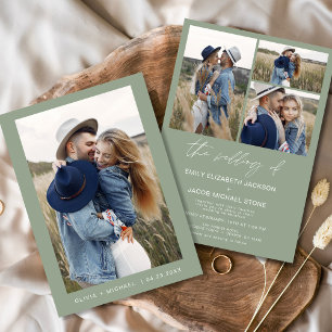 Invitation Sage Green Moderne Minimaliste Élégant Mariage pho