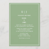 Invitation Sage Green Monogram Initials Elegant Wedding (Devant)