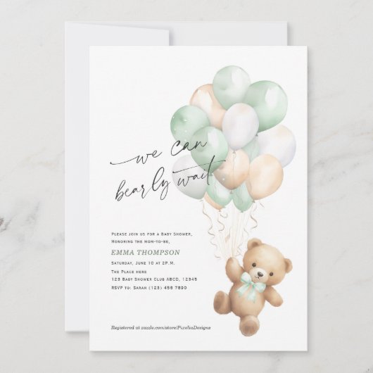 Invitation Sage Green Nous pouvons attendre un baby shower ne (Devant)