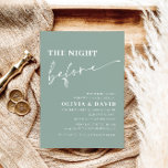 Invitation Sage Green Nuit Avant Le Dîner De Répétition Invit<br><div class="desc">Le "Minimalist Sage Green The Night Before Rehearsal Dinner Invitation" incarne le raffinement et la simplicité, offrant une option élégante pour votre réunion pré-mariage. Avec sa teinte verte sauge apaisante, cette invitation respire le calme et le raffinement. Conçu selon des principes de design minimaliste, il présente des lignes épurées, une...</div>