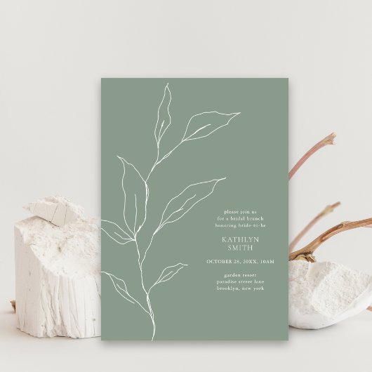 Invitation Sage Green Olive Leaf Branche de la mariée Brunch